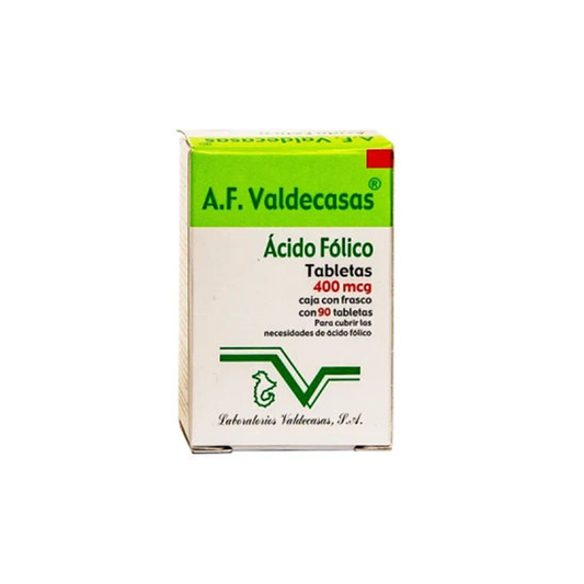 A. F. Valdecasas 400 mcg con 90 tabletas (Ácido fólico)