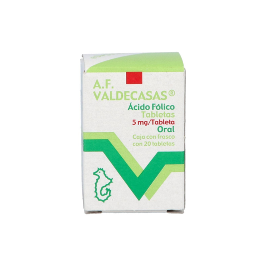 A. F. Valdecasas 5 mg con 20 tabletas (Ácido fólico)