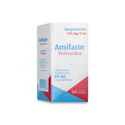 Amifarin 125 mg/5 mL suspensión oral frasco con 60 mL (Dicloxacilina)