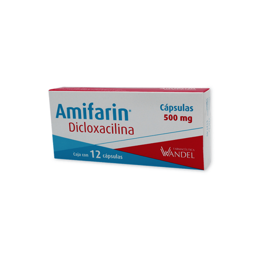 Amifarin 500 mg con 12 cápsulas (Dicloxacilina)