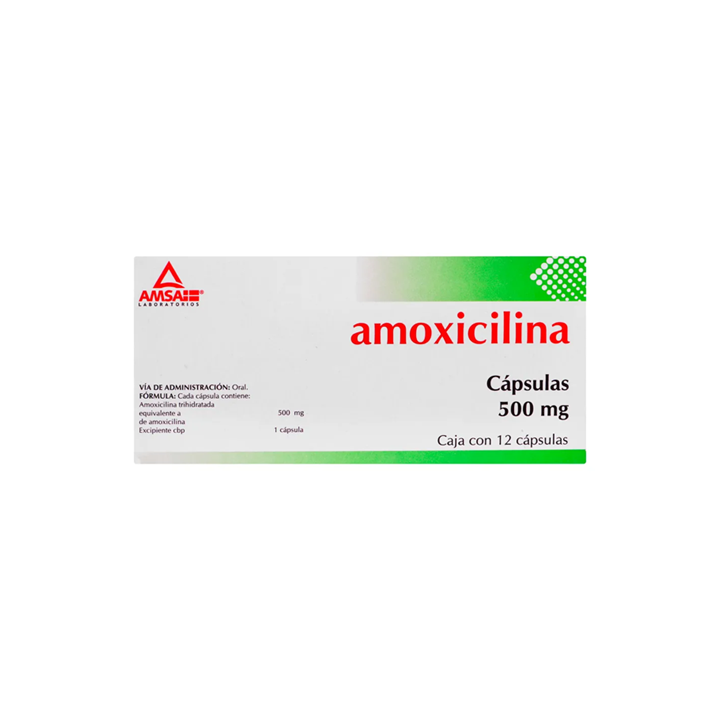 Amoxicilina 500 mg con 12 cápsulas (AMSA)