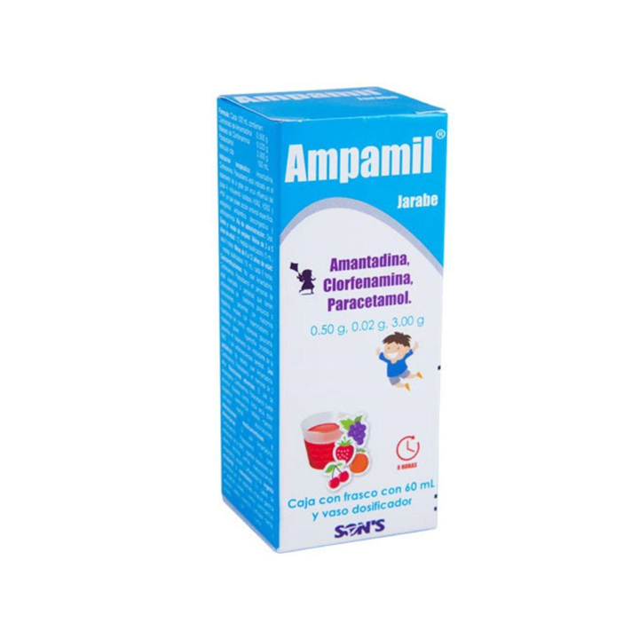 Ampamil 500 mg/20 mg/3 g/100 mL jarabe frasco con 60 mL (Amantadina/Clorfenamina/Paracetamol)