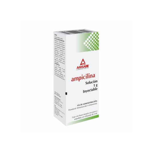 Ampicilina 1 gr/5 mL solución inyectable frasco ámpula con 5 mL (AMSA)