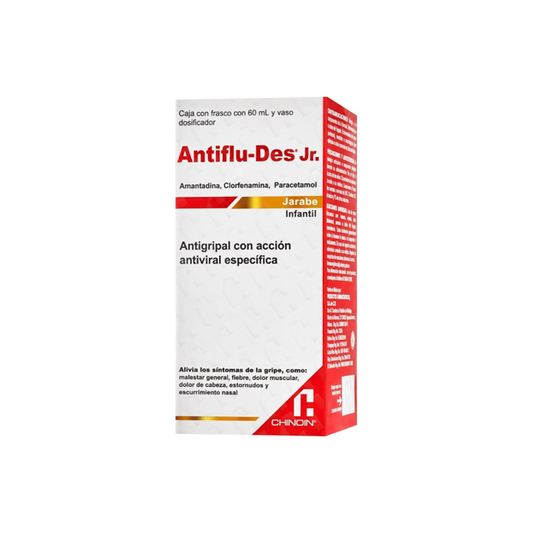 Antiflu-Des Jr. 500 mg/20 mg/3 g/100 mL jarabe frasco con 60 mL (Amantadina/Clorfenamina/Paracetamol)