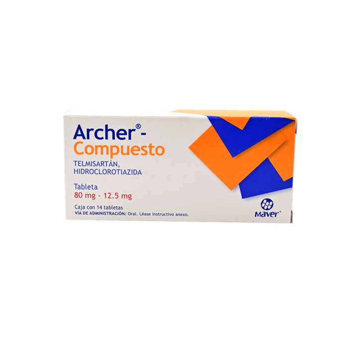 Archer Compuesto 80 mg/12.5 mg con 14 tabletas (Telmisartán/Hidroclorotiazida)