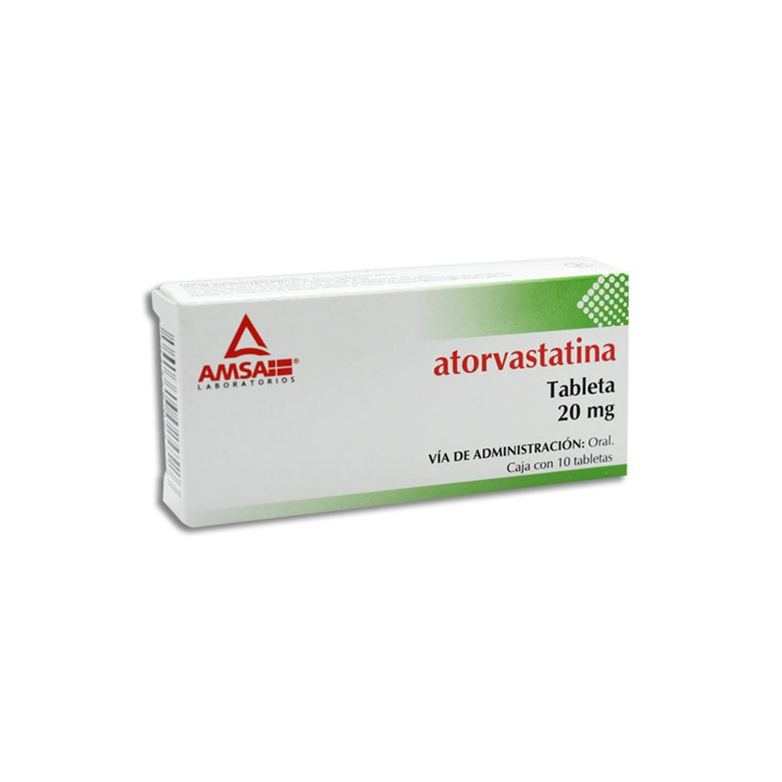 Atorvastatina 20 mg con 10 tabletas (AMSA)