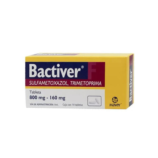 Bactiver 160 mg/800 mg con 14 tabletas (Trimetoprim/Sulfametoxazol)