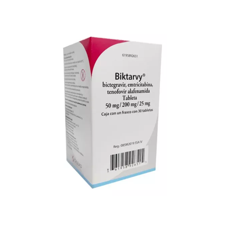 Biktarvy 50 mg/200 mg/25 mg con 30 tabletas (Bictegravir/Emtricitabina/Tenofovir)