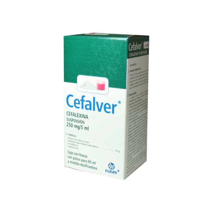 Cefalver 250 mg/5 mL suspensión oral frasco con 90 mL (Cefalexina)