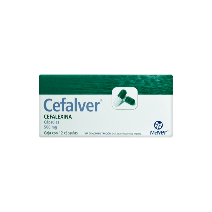 Cefalver 500 mg con 12 cápsulas (Cefalexina)