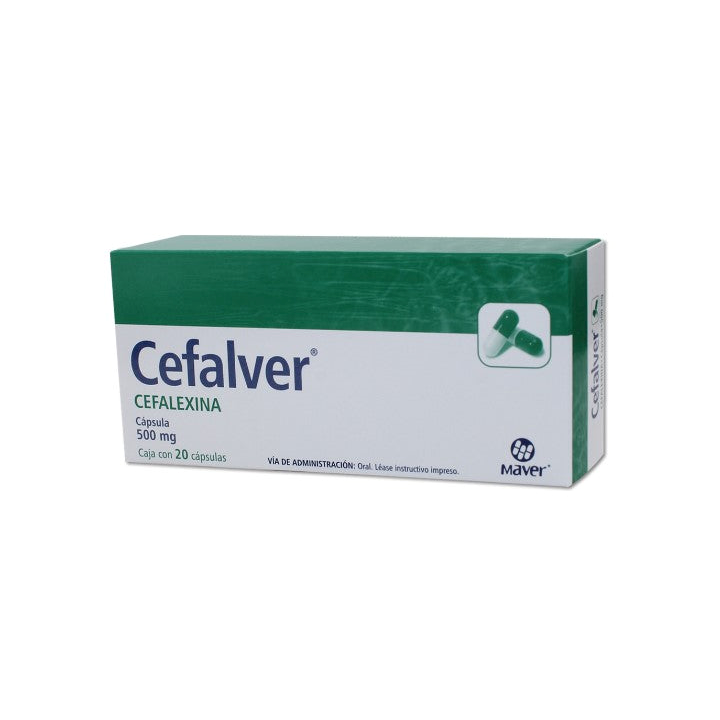 Cefalver 500 mg caja con 20 cápsulas (Cefalexina)