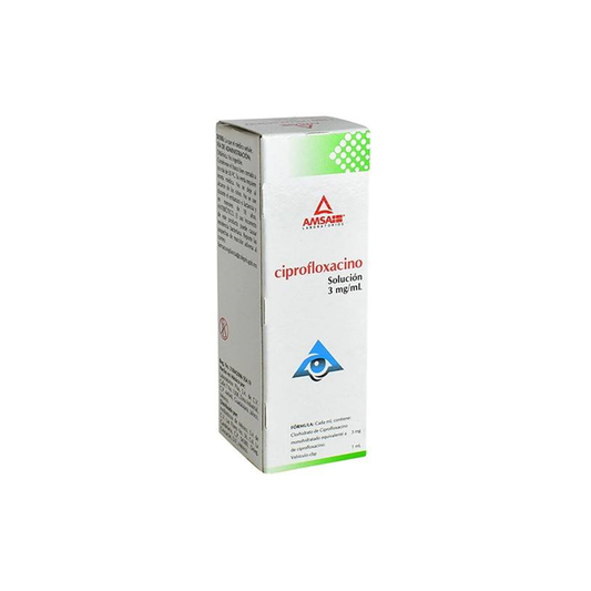 Ciprofloxacino 3 mg/mL solución oftálmica frasco gotero con 5 mL (AMSA)