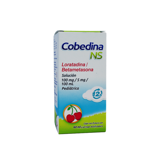 Cobedina NS 12h 100 mg/5 mg/100 mL solución pediátrica frasco con 60 mL (Loratadina/Betametasona)