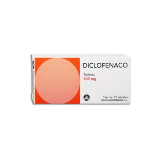 Diclofenaco 100 mg con 20 tabletas (Medigen)