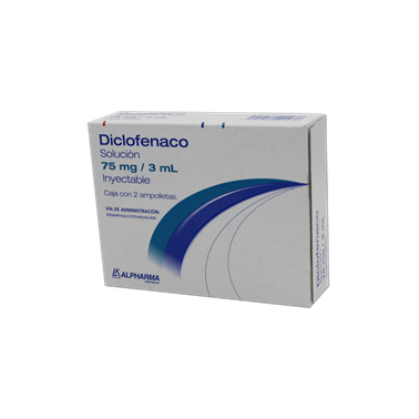 Diclofenaco 75 mg/3 mL solución inyectable caja con 2 ampolletas c/3 mL (Alpharma)