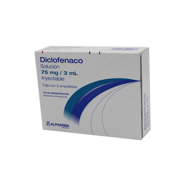 Diclofenaco 75 mg/3 mL solución inyectable caja con 2 ampolletas con 3 mL (Alpharma)