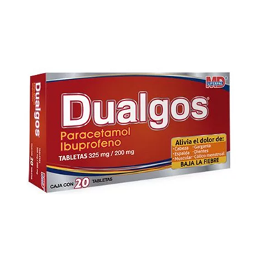 Dualgos 325 mg/200 mg con 20 tabletas (Paracetamol/Ibuprofeno)