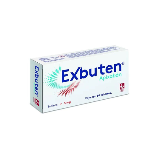 Exbuten 5 mg con 60 tabletas (Apixabán)