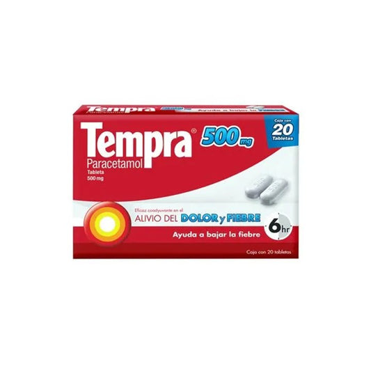 Tempra 500 mg con 20 tabletas (Paracetamol)