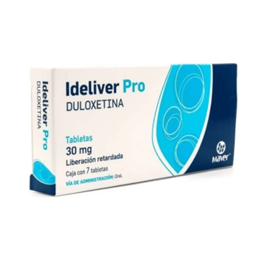 Ideliver Pro 30 mg caja con 7 tabletas de Liberación Retardada (Duloxetina)