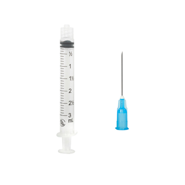 Jeringa de 3 mL con aguja 23 G x 25 mm estéril (DL)