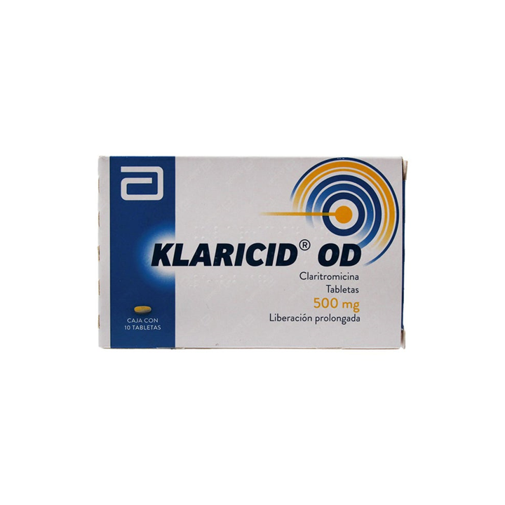 Klaricid O.D. 500 mg caja con 10 tabletas de liberación prolongada (Claritomicina)