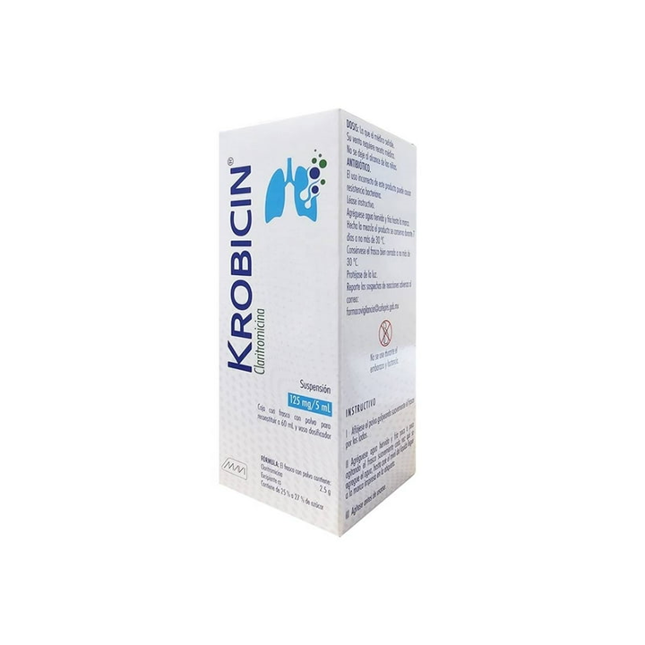 Krobicin 125 mg/5 mL suspensión oral frasco con 60 mL (Claritromicina)