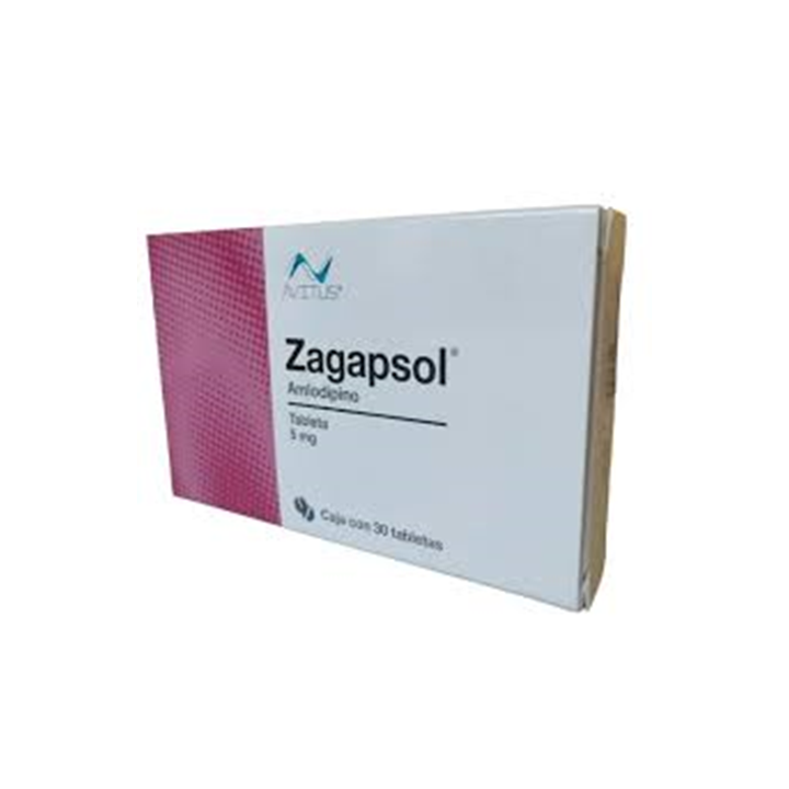 Zagapsol 5 mg con 30 tabletas (Amlodipino)